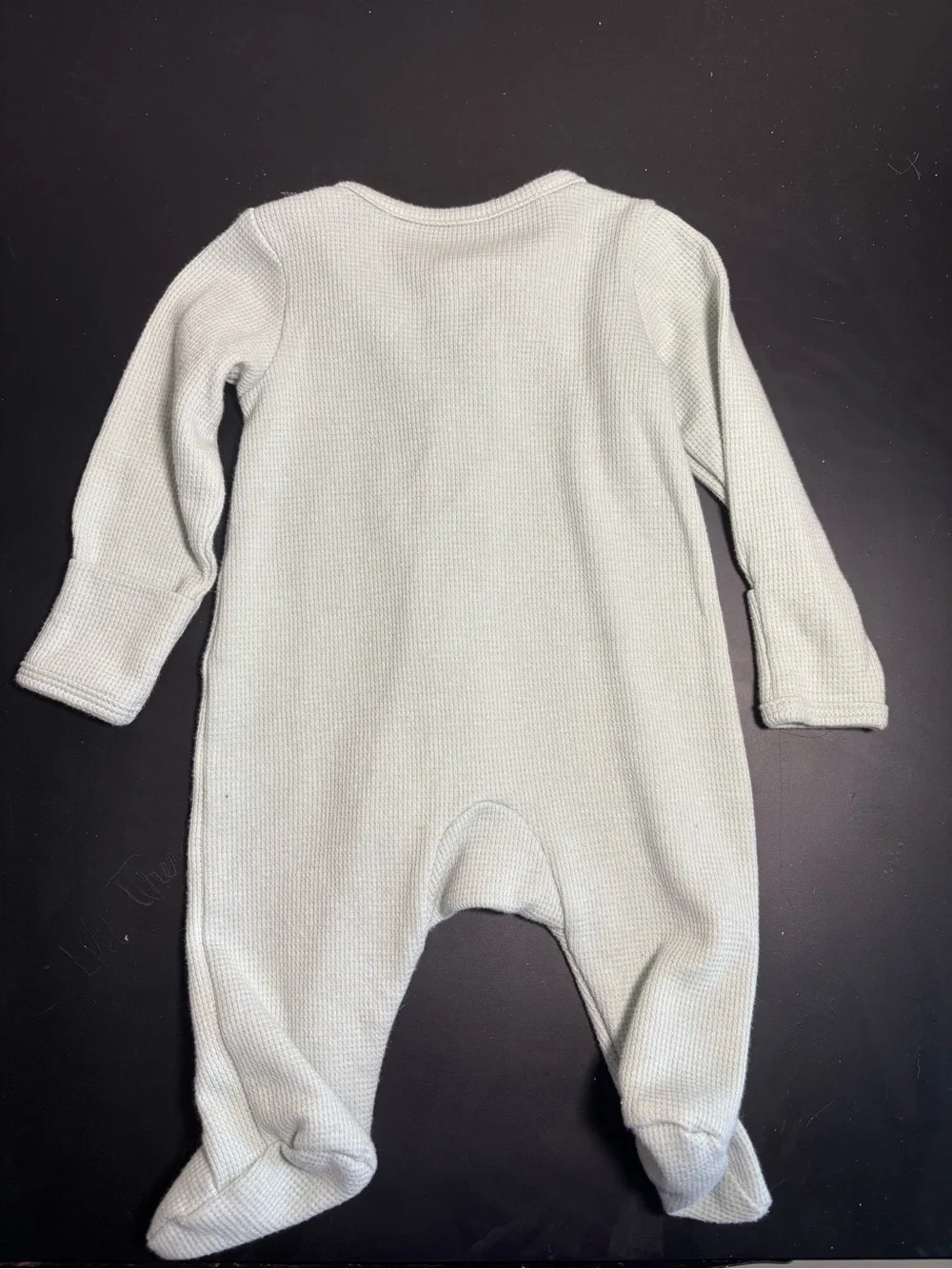 Carter's Sage Green Waffle Knit Footed One-Piece with Yellow Sun